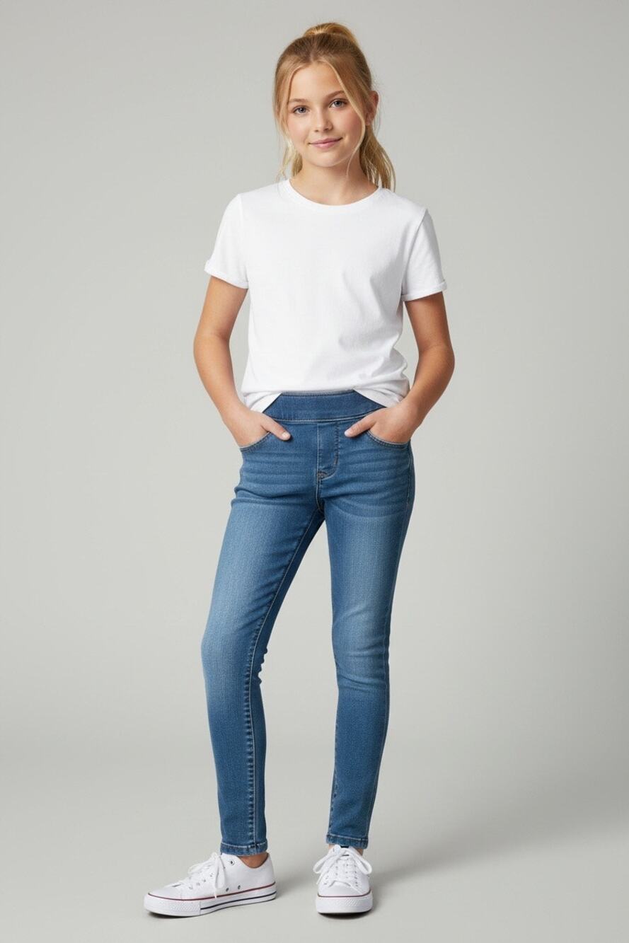 Girls SO Size 12 Jeggings Skinny Jeans Medium Wash Stretch Pull On Denim